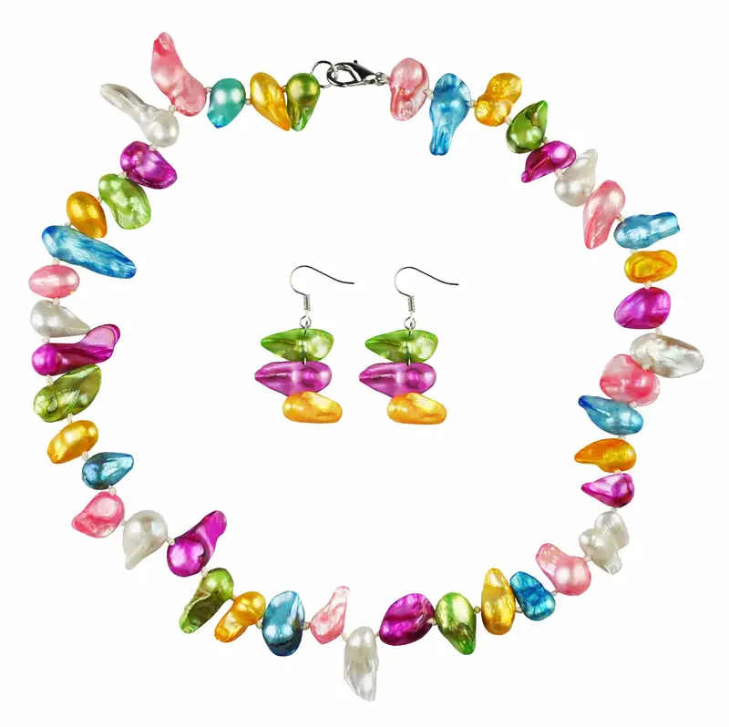 Zoetwaterparel set - ketting + oorbellen - Lilou