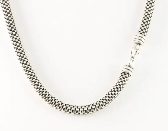 Zware ronde gevlochten zilveren ketting