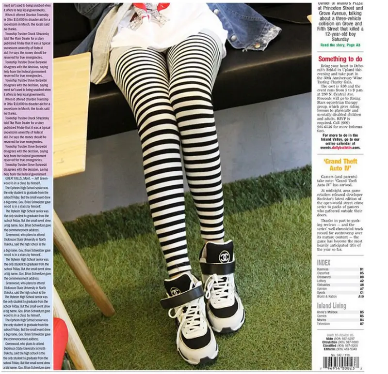 Zwart-wit gestreepte legging