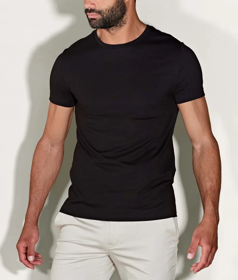 Zwarte Casual T-shirt Ronde Hals Volcano Ash