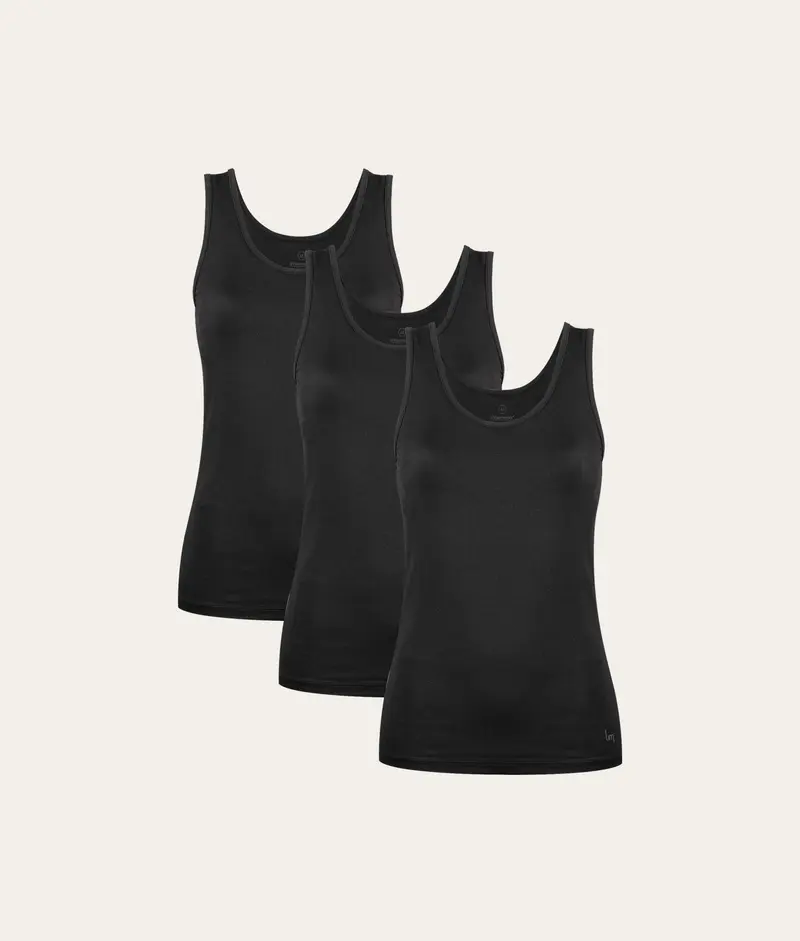 Zwarte Dames Tanktop Volcano Ash (3-pack)