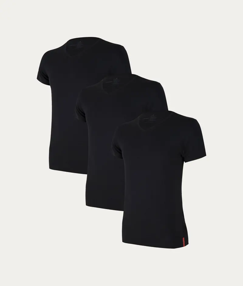 Zwarte Slim Fit T-shirt V-hals Volcano Ash (3-pack)