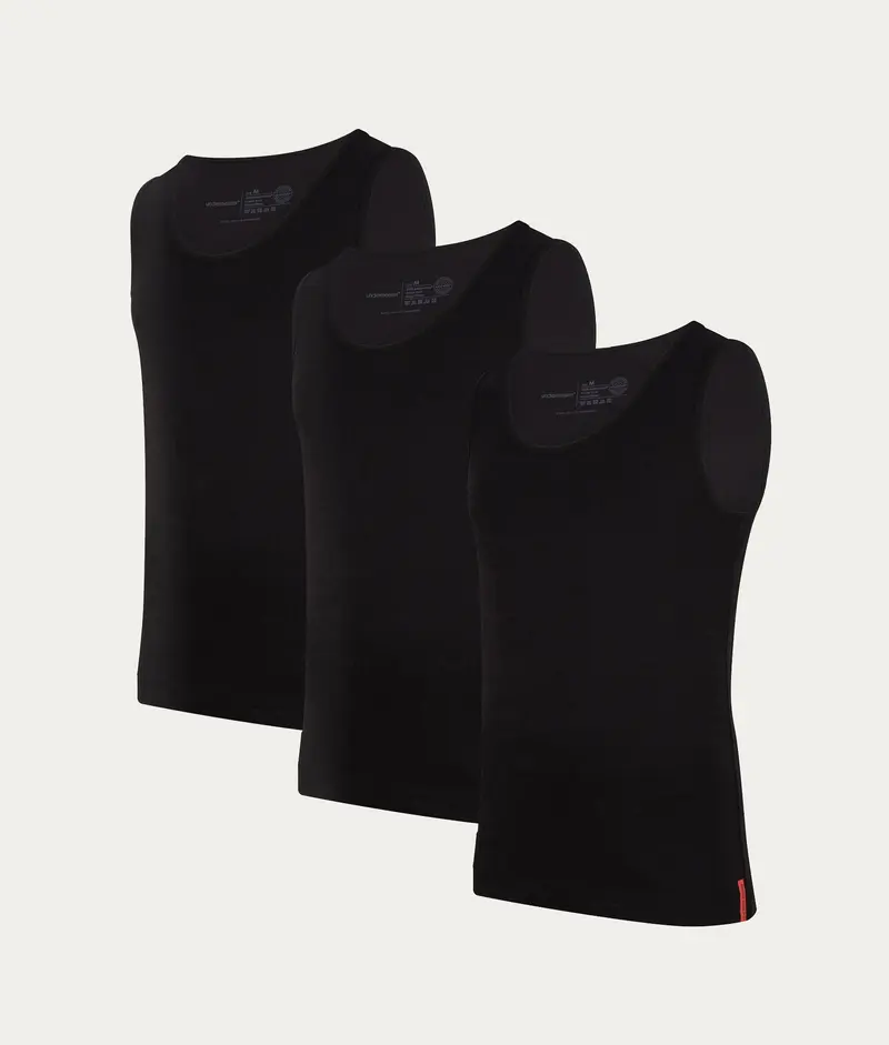 Zwarte Slim Fit Tanktop Volcano Ash (3-pack)