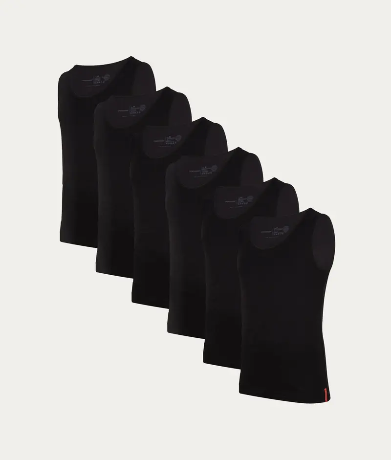 Zwarte Slim Fit Tanktop Volcano Ash (6-pack)